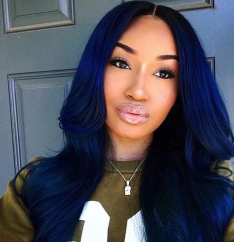 dark royal blue love it 😍😍😍😍 Midnight Blue Hair, Blue Black Hair, Hairstyle Gallery, Hair Color Blue, Hair Color Trends, Love Hair, Purple Hair, Hair Oil, Weave Hairstyles