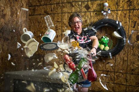 PHOTOS: Houston's best stress relief spots  Tantrums  At Tantrums, Houston's premiere "rage room," customers can rent a room full of breakable things and then trash it. Rage Room, Comic Face, Smash Brothers, 20th Birthday, Live Long, May 1, Color Photography, Helpful Hints, Are You Happy