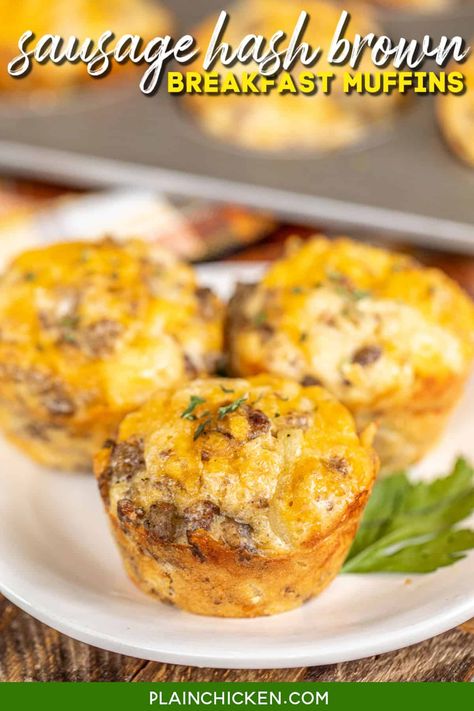 Breakfast Casserole Mini Muffins, Hash Brown Muffins, Fruit Salad With Cream, Frozen Hashbrown Recipes, Breakfast Casserole Muffins, Sausage Breakfast Muffins, Baked Muffins, Mini Recipes, Gluten Free Bisquick