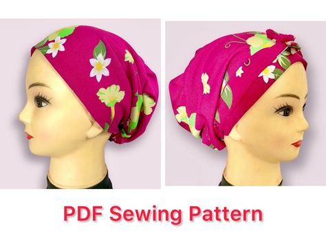 Sewing pattern for a Head Wrap that can serve as Turban and also a Bonnet. The ends can be tied at the back of the head and also to the front of the head. Bonnet Size : Adult Paper Size: A4, Letter, A0 Difficulty Level: Advanced Beginner #sewing #sewingpattern #pdfsewingpattern #pdfpattern #turban #headwrap #bonnet #chemohat #hatsewing #capsewing #bonnetsewing Chemo Care, Pattern Hair, Bonnet Cap, Beginner Sewing, Turban Headwrap, Chemo Hat, Fabric Scissors, Cap Hair, Head Wrap