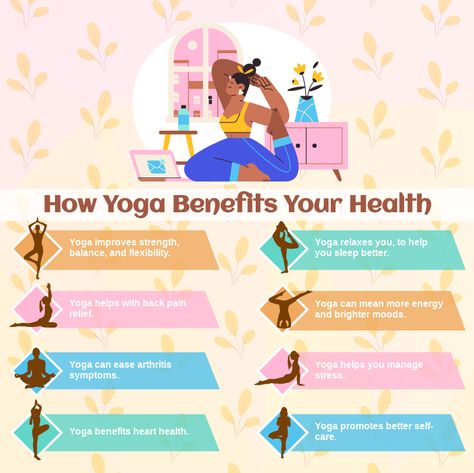 This Infographics template is great starting point for your next campaign. It is eye catching and helps you stand out. Yoga Infographic, Health Infographic, Yoga For Mental Health, Infographic Ideas, World Yoga Day, Happy International Yoga Day, Infographics Template, Benefits Of Yoga, Yoga For Back Pain