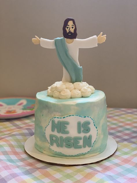 Jesus He is Risen Carrot Cake with Cream Cheese Frosting Jesus Cake Ideas, Jesus Cake, Christian Cakes, Bible Cartoon, 2 Tier Cake, 50th Party, Cute Birthday Cakes, Cake With Cream Cheese, Easter Cakes