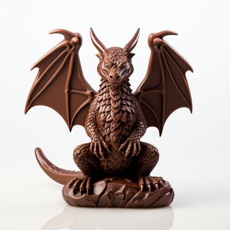 chocolate figure of mythical dragon in flying pose Chocolate Dragon, Chocolate Figures, Flying Pose, Mythical Dragons, Cute Desserts, Quick Saves