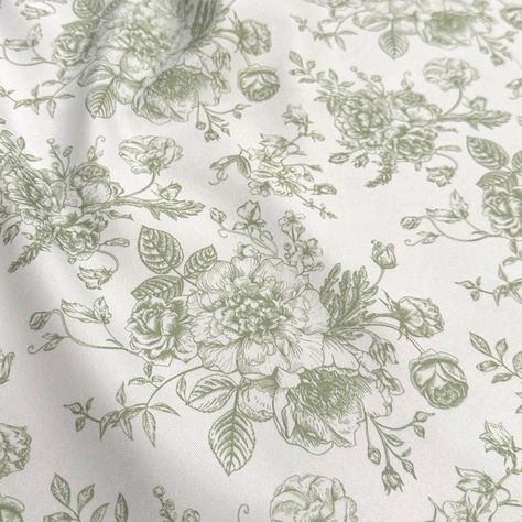 French Toile (Poly Print) Table Linen in Sage – Urquid Linen Trash Can Covers, Elegant Draperies, Glass Charger Plates, Toile Print, Printed Table Runner, Elegant Garden, Spandex Chair Covers, French Toile, Pipe And Drape