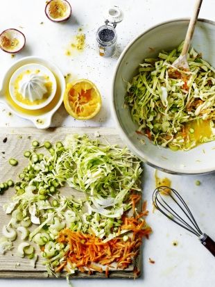 Mother's Day Brunch Sweetheart Cabbage Slaw | Vegetables Recipes | Jamie Oliver http://www.jamieoliver.com/recipes/vegetables-recipes/sweetheart-slaw-with-passion-fruit-dressing/ Fruit Dressing, Jamie Oliver Recipes, Recipe Cover, Cabbage Slaw, Healthy Veggies, Picnic Foods, Delicious Vegetarian, Jamie Oliver, Delicious Vegan Recipes