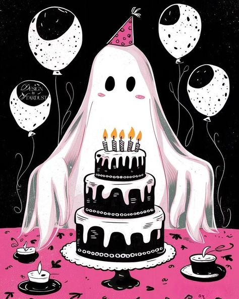 Spooky Birthday Aesthetic, Spooky Birthday Wishes, Birthday To Me, Halloween Ilustraciones, Cute Halloween Aesthetic, Birthday Ghost, Wallpaper Birthday, Happy Birthday Halloween, Mean Girls Halloween