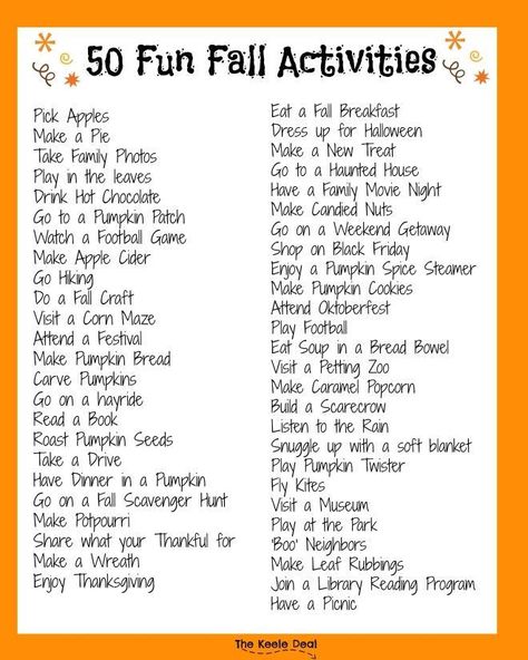 50 Fun Fall Activities Free Printable - Fall is just around the corner, with cool nights and crisp leaves. I'm getting excited to wear scarves and boots, and eat all things pumpkin! To make the most of your fall check out these fall family activities that will be fun for the whole family. 50 Fall Activities for the whole family From Pumpkin Patches to Apple Pie. thekeeledeal.com Fall Activities For Kids, Fall Family Activities, Toddler Activity Board, Fall Family Fun, Fall Stuff, Mom Planner, Fun Fall Activities, Fall 23, Family Outings