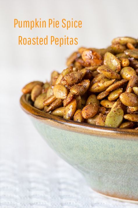 Roasted Pepitas, Vegan Halloween Food, Pumpkin Seed Recipes, Vegan Halloween, Roasted Pumpkin Seeds, Roast Pumpkin, Vegan Pumpkin, Halloween Food, Pumpkin Pie Spice