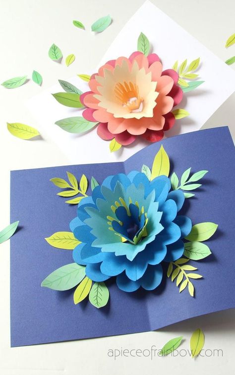 Colorful Pop-Up DIY Mother's Day Card | Show Mom just how much you care this Mother's Day by giving her a gorgeous homemade card! This Colorful Pop-Up DIY Mother's Day Card is filled with bright and cheerful pop-up flowers that Mom is sure to love. Diy Flower Card, Birthday Craft Ideas, Flower Cricut, Pop Up Flower Cards, Cricut Print And Cut, Rainbow Diy, Folding Origami, Happy Mother's Day Card, Wine Bottle Diy Crafts