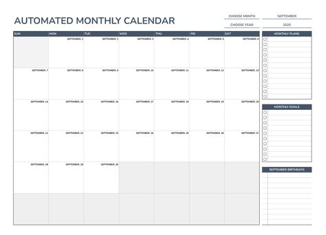 Automated Monthly Calendar Free Google Sheets Google Sheets Calendar, Free Calendar Template, Monthly Calendar Template, Online Calendar, Calendar Templates, Free Calendar, Budget Organization, Schedule Template, Excel Templates