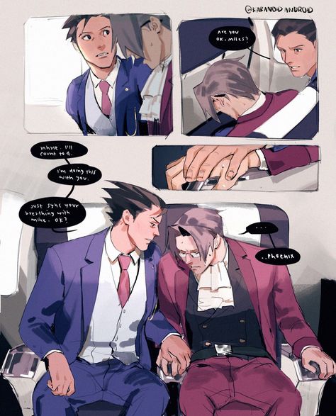 d.na 🔞 on Twitter: "A comic about edgeworth having a panic attack bc of plane turbulence #narumitsu #wrightworth #AceAttorney… " Miles Edgeworth X Phoenix Wright, Phoenix Wright X Miles Edgeworth, Miles Edgeworth, Apollo Justice, Phoenix Wright, Ace Attorney, Best Husband, Ships, Fan Art