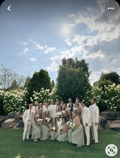 Wedding Ceremony Sage Green, Tan Suits With Sage Green, Sage Wedding Theme Bridesmaid Dress, Tan Wedding Suits With Green, Wedding Bridesmaid Dresses Sage Green, Safe Green Bridal Party, Beige Suits For Men Wedding, Sage And Tan Wedding Colors, Tan And Green Wedding Colors