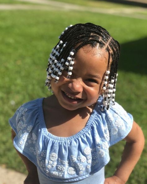 Long And Straight Hair, Box Braid Hairstyle, Kids Braids With Beads, Toddler Braids, Kids Hairstyle, Kid Hair, Kids Braids, Lil Girl Hairstyles, Kid Braid Styles