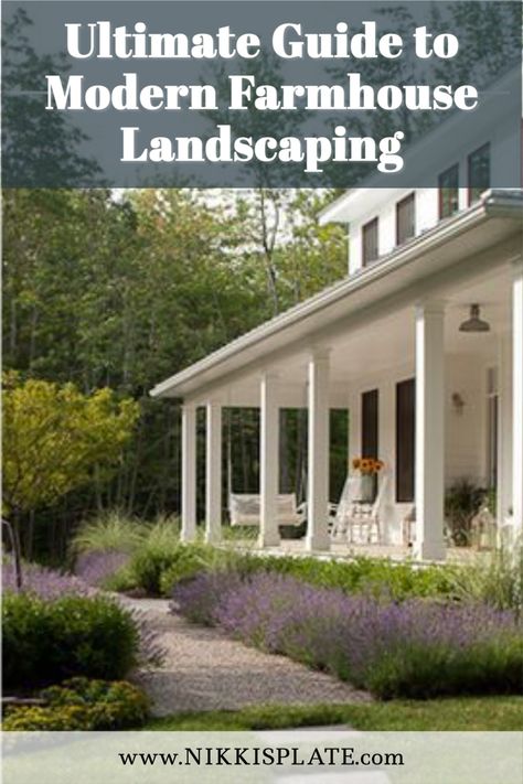 Farmhouse Landscape Design, Modern Farmhouse Landscaping, Modern Farmhouse Landscape, Front Landscaping Design, Front Porch Landscape, Sitting Area Design, Farm Landscaping, Farmers Porch, Garden Concept