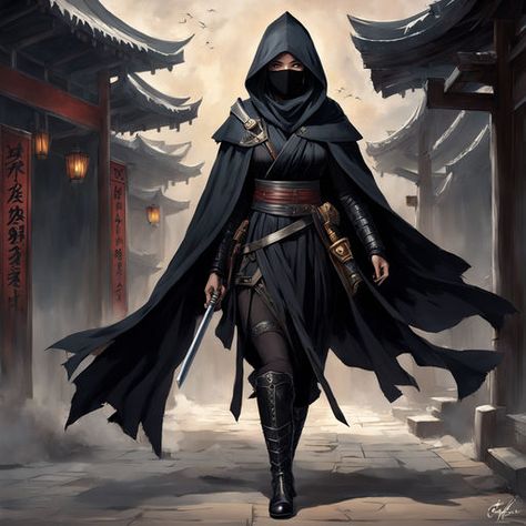 Asian woman by Monique Azevedo - Playground Female Ninja Outfit, Female Ninja Assassin, Female Warrior Costume, Women Ninja, Mikasa Ackerman Cosplay, Ninja Outfit, Female Ninja, Asian Style Dress, Female Assassin