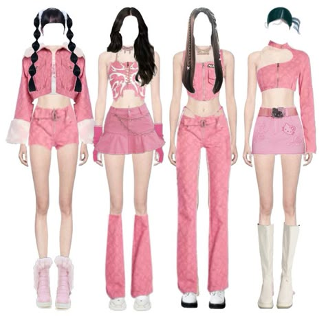 3 Member Kpop Outfits, Celana Jogger Wanita, Preppy Chic Outfits, Pink Denim Skirt, Korean Outfits Kpop, Plant Styling, Itzy Kpop, Kpop Concert Outfit, Preformance Outfits