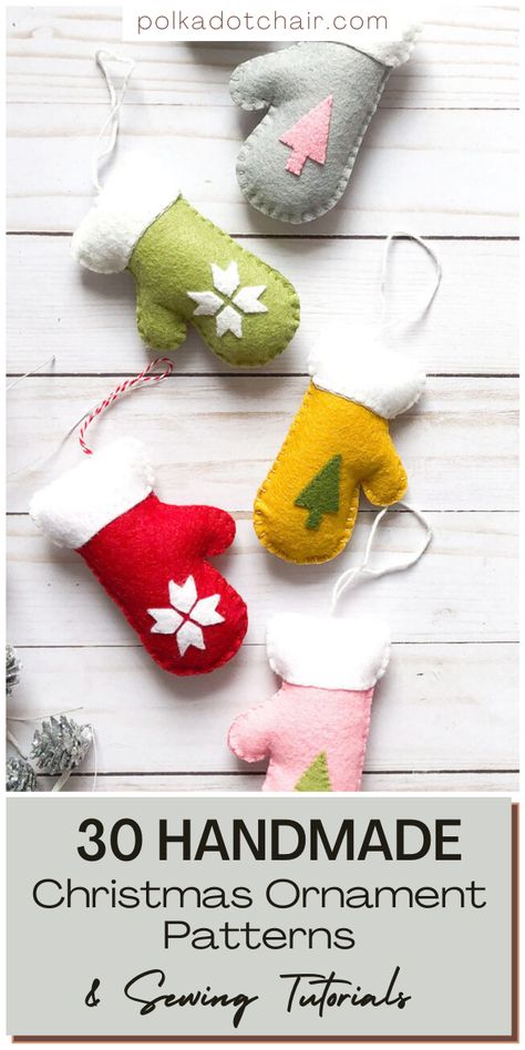 Add a touch of handmade to your Christmas tree with one of these DIY Christmas ornament tutorials. We’ve rounded up some of our favorite felt, embroidery hoop, and fabric Christmas ornament sewing patterns to share with you today. Easy Christmas Crafts Using Felt, Diy Fabric Xmas Ornaments, Handmade Sewn Ornaments, Christmas Sewing Ornaments Easy Diy, Flannel Ornaments Diy, How To Sew Christmas Ornaments, Fleece Ornaments Diy, Fabric Christmas Decorations Diy, Easy Christmas Felt Crafts