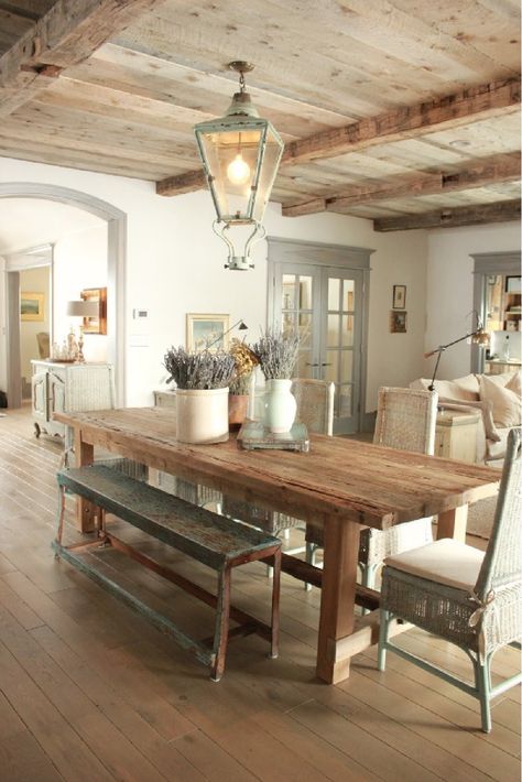 Farm table in breakfast dining area in rustically elegant European country cottage - Desiree of Beljar Home and DecordeProvence. #europeancountry #cottagestyleinteriors French Farmhouse Decor Dining Room, European Cottage Home Decor, European French Country House Interior, Farm Dining Room Decor, Beljar Home, Cottage Kitchen Dining Room, European Cottage Interior Design, Rustic Country Farmhouse Decor, Dining Room Table In Kitchen