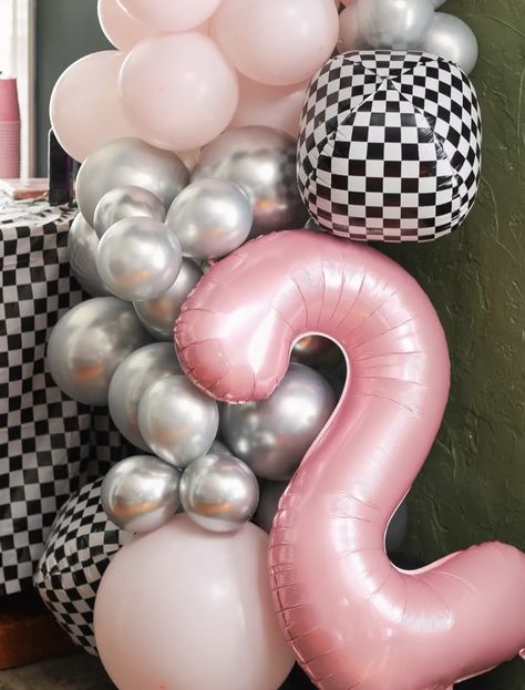 Two Cool Birthday Party Decorations, Two Fast Birthday Pink, Girls Race Car Birthday Party, Two Fast Two Curious Birthday Party Girl, 2 Fast 2 Furious Birthday Party Girl, Growing Up Two Fast Birthday Girl, Girl Race Car Birthday Party Ideas, Pink Checkered Birthday, Born Two Rock Birthday Girl