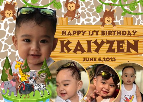 Tarpaulin Layout, Birthday Tarpaulin, Birthday Tarpaulin Design, Tarpaulin Design, Id Card Template, Safari Birthday, Happy 1st Birthdays, Safari Theme, 1st Birthdays