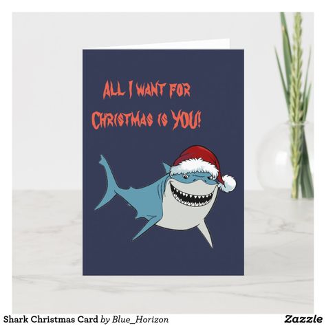 Shark Christmas Card | Zazzle.com Shark Christmas, Coastal Christmas, Candy Jars, Diy Face Mask, Business Supplies, Christmas Card, Baby Animals, Gifts For Dad, From Scratch