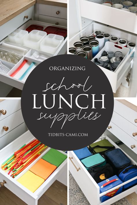 Lunch Container Organization, Lunch Box Organization Ideas, Lunch Station Organization, Organize Lunch Boxes, Lunch Box Storage Ideas, School Lunch Station, Bento Box Storage Ideas, Lunch Box Organization Storage, Lunchbox Organization