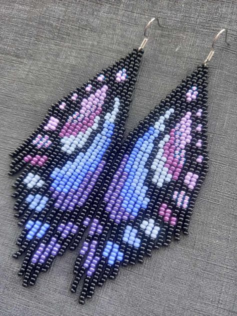 This Dangle & Drop Earrings item is sold by SilankaUa. Is dispatched from Ukraine. Listed on 14 Aug, 2024 Beaded Butterfly Tutorial, Butterfly Beaded Earrings, Beaded Butterfly Earrings, Long Beaded Earrings, Butterfly Tutorial, Beaded Butterfly, Beaded Earrings Diy, Fancy Earrings, Beaded Earrings Patterns