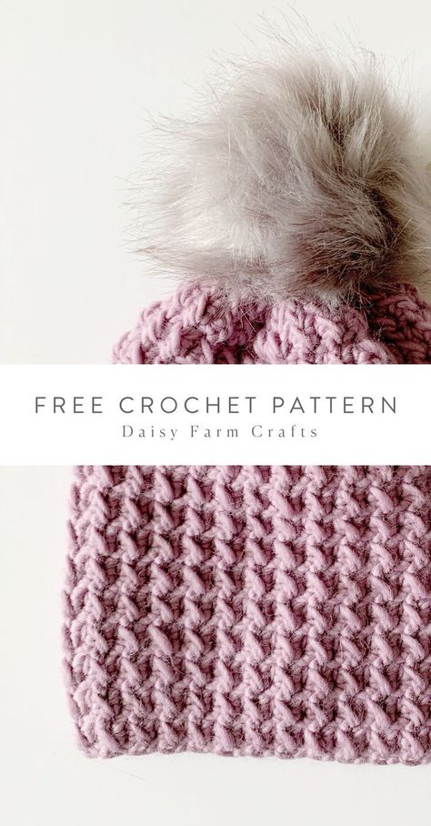 Free Pattern Crochet Hats, Crochet Hat Patterns For Women Free, Dk Crochet Beanie Free Pattern, Free Crochet Hats Patterns, Hairstyles Crochet, Daisy Farm Crafts, Crochet Purple, Daisy Farm, Hats Crochet