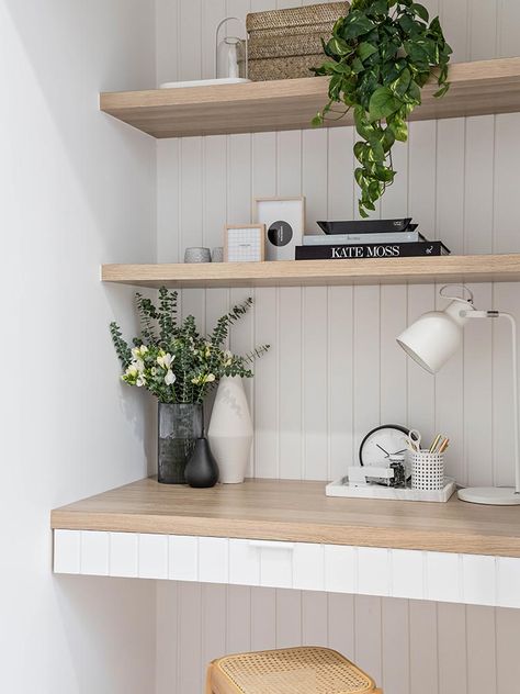 Desk Nook, Engineered Timber Flooring, Kitchen Island Bench, Muted Colour, Office Nook, Study Nook, Desk Areas, Home Office Space, A Desk