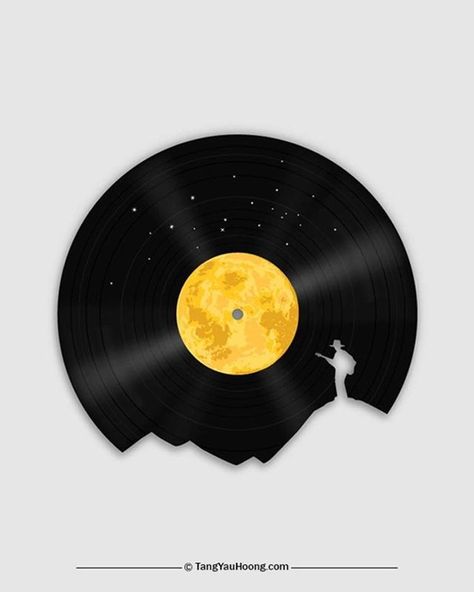 Tang Yau Hoong, Negative Space Art, Vinyl Art Paint, Record Painting, Negative Space Design, Desain Editorial, Music Festival Poster, Vinyl Record Art, Record Art