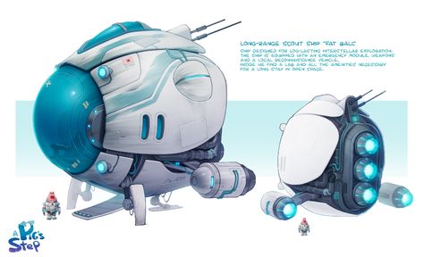 ArtStation - A Pig's Step - Scout Ship Development Space Craft Concept Art, Space Pod Concept Art, Stylized Spaceship, Futuristic Spaceship Concept Art, Cartoon Spaceship, Retro Scifi, Futuristic Tech, A Place To Call Home, Starship Concept