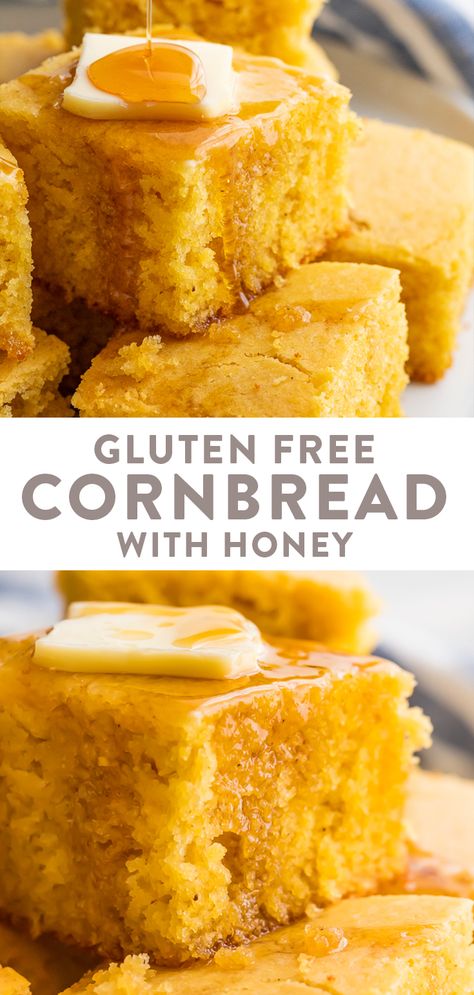 Cornbread With Honey, Gluten Free Cornbread Recipe, Healthy Cornbread, Savory Baking, Gluten Free Cornbread, Pain Sans Gluten, Postre Keto, Sweet Cornbread, Diner Recept