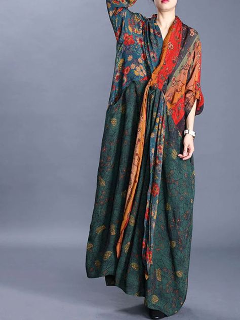 Nature Fabric, Front Knot Dress, Kimono Maxi Dress, Maxi Kimono, Feminine Elegance, Organic Nature, Tie Front Dress, Knot Dress, Vestido Plus Size