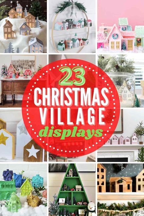 23 MUST-SEE Christmas village display ideas you'll love. Whether you already own a village, or have been wanting one, these magical village ideas are for you! #Christmasvillage #ChristmasVillageDisplay #ChristmasVillageIdeas Holiday Village Display Ideas, Christmas Village Ideas, Christmas Village Displays, Holiday Village Display, Christmas Village Display Ideas, Village Display Ideas, Magical Village, Diy Christmas Village Displays, Village Ideas