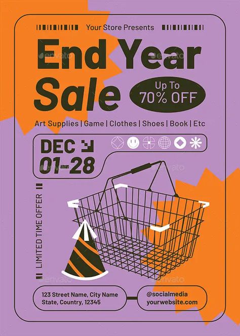 Check out this amazing End Year Sale Flyer Template for any kind of ecommerce and shop sales! - Black Friday Sale Flyer, Business Flyer, E-Commerce Flyer, Flyer Templates, Shops/Boutiques Flyer, Typo Flyer - #BlackFridaySaleFlyer, #BusinessFlyer, #ECommerceFlyer, #FlyerTemplates, #Shops/BoutiquesFlyer, #TypoFlyer - Sale Advertising Design, E Flyer Design, Sales Flyer Design, Crochet Workshop, Year End Sale, Black Friday Sale Flyer, E Commerce Design, Advertising Flyers, Inside Shop