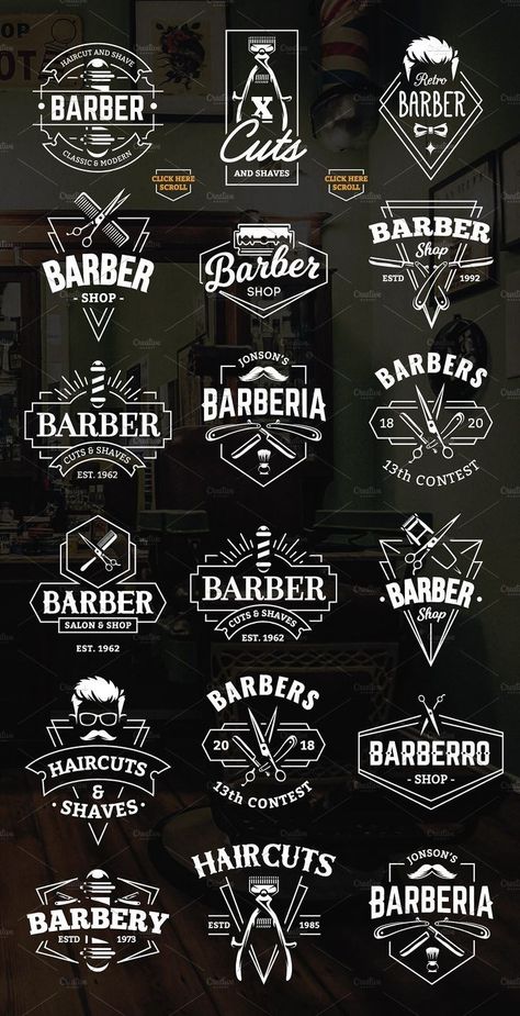 Emblems Logo, Barber Poster, Barbershop Design Interior, Luxe Logo, Barber Shop Interior, Barber Tattoo, Barber Haircuts, See Tattoo, Logos Vintage