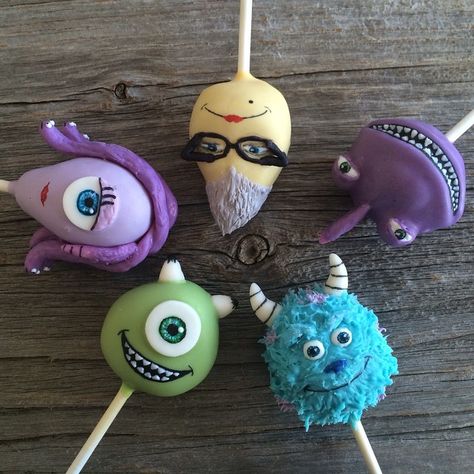 Monster Inc pops for this weeks entry! #littlemisscakepops #cakepops… Monsters Inc Cake Pops, Monsters Inc Cake, Monster Inc Cakes, Monsters Inc Baby Shower, Miss Cake, Monsters Inc Party, Monster Inc Birthday, Buckwheat Cake, Chocolate Pops