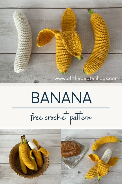 Made with organic cotton, these amigurumi crochet bananas are sustainable and eco-friendly toys! This free, easy and beginner friendly crochet pattern includes the method for crocheting these realistic bananas in two ways – peeled and unpeeled. With a removable peel, this interactive banana will make the perfect addition to your little one’s toy food collection. Get the free pattern here. Orange Amigurumi Free Pattern, Crocheted Food, Banana Pattern, Diy Tank, Crochet Toys Free, Crochet Fruit, Food Collection, Pola Amigurumi, Small Crochet