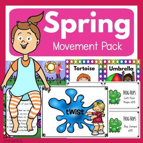 Elementary Classroom Activities, Pink Oatmeal, Spring Yoga, Puddle Jumping, Spring Toddler, Start Of Spring, Spell Your Name, Yoga Cards, Spring Preschool