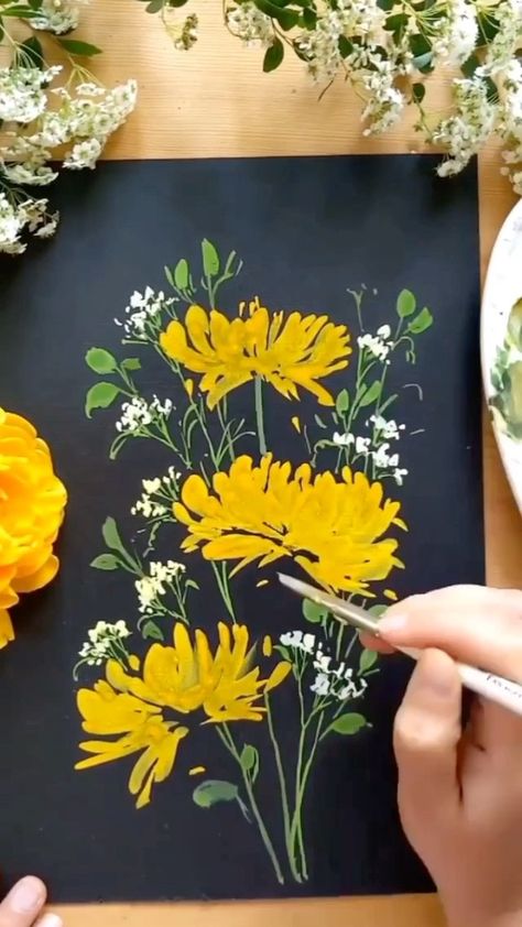 Painting Ideas Acrylic, Acrylic Painting Flowers, Gouache Art, Home Diy Ideas, Painting Flower, Painting Art Lesson, Watercolor Flower Art, Home Diy Decor, Watercolor Art Lessons