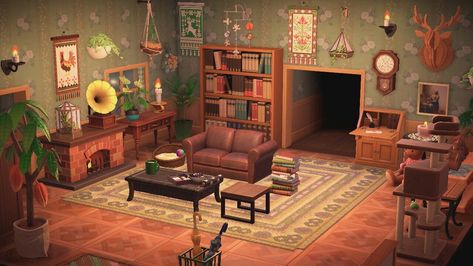 Acnh Home Living Room, Acnh Home Design Ideas, Acnh Cottage Core Living Room, Acnh Middle Room Ideas, Rooms In Animal Crossing, Animal Crossing First Room Ideas, Acnh Home Entrance Ideas, Sasha Acnh House, Animal Crossing Front Room Ideas