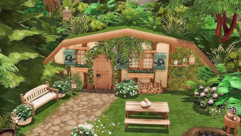 Witch House Exterior, Sims 4 Witch House, Cosy Games, Cute Beach House, Builds Sims 4, Sims 4 Cottage, House Sims 4, Outdoor Space Ideas, Hidden Forest