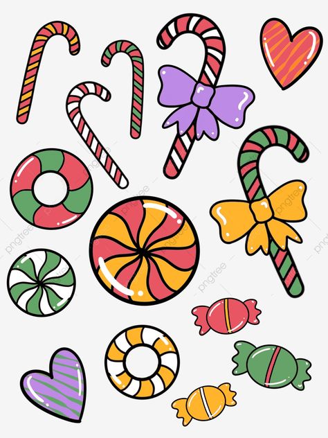 Candy Sketch, Candy Cartoon, Candy Drawing, Candy Christmas Tree, Cute Christmas Decorations, Basket Drawing, Christmas Calligraphy, Christmas Balls Decorations, Gold Christmas Decorations