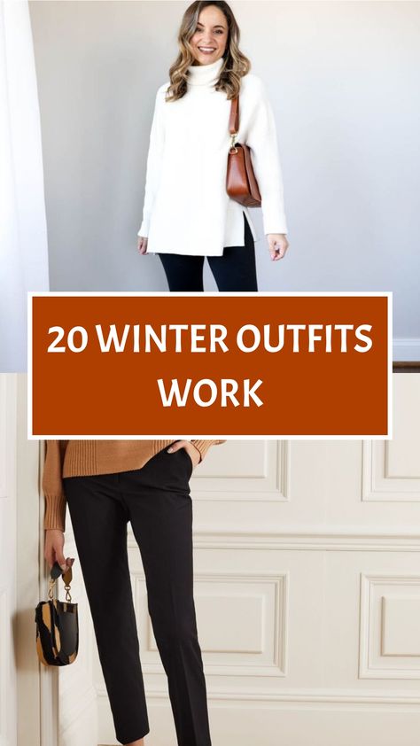 Elevate your office style this winter with our chic and classy workwear pieces. Stay cozy and sophisticated with our range of tailored blazers, elegant knitwear, and more. Dress to impress during the colder months and command attention with your polished and professional look. Upgrade your winter wardrobe for ultimate style at work! Winter Work Outfits For Women Uk, Smart Casual Work Outfit Winter Boots, Winter Casual Business Outfits, Work Outfits Women Turtleneck, Winter Business Casual Outfits For Women Over 40, Simple Work Outfits Winter, 2024 Winter Business Casual, Winter Business Trip Outfits, What To Wear To The Office Winter