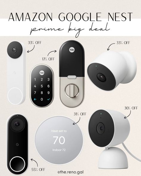 Amazon Prime Big Deal Days. Google Nest devices sale. Door keypad, security camera, nest therostat, nest doorbell, security doorbell #founditonamazon #amazonfinds #amazonmusthaves #amazonhome#LTKxPrime Google Nest Doorbell, Door Security Devices, Nest Doorbell, 34th Birthday, Smart Doorbell, First Apartment Decorating, Google Nest, Doorbell Camera, Video Doorbell