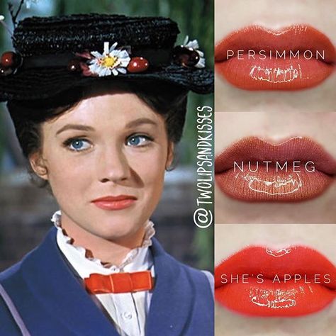 It's family movie night in our house and all I can think about is.... which color is the best match to Mary Poppins lipstick? 😂 Help me out! 👉Persimmon 👉Nutmeg 👉She's Apples Comment: Some Combo of the above?? Love the colors? Join my group Twolips And Kisses 💋 (link in profile) #saturday #familymovienight #marypoppins #supercalifragilisticexpialidocious #colormatch #lipsenselife #lipstickonmymind #nationallipstickday Mary Poppins Disfraz, Disney Comebacks, Mary Poppins Characters, Julie Andrews Mary Poppins, Mary Poppins Hat, Mary Poppins Movie, Mary Poppins Costume, Mary Poppins 1964, Practically Perfect In Every Way