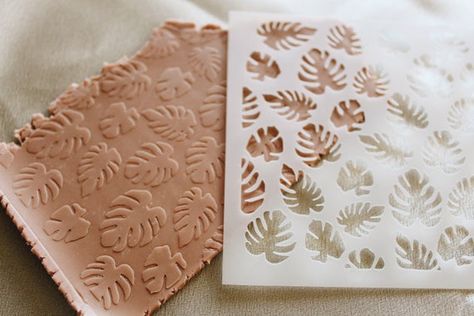 Dimensions: 4X4IN Plant Stencil, Floral Stencil, Clay Stamps, Polymer Clay Jewelry Tutorials, Clay Texture, Polymer Clay Tools, Floral Texture, Texture Paint, Clay Earring