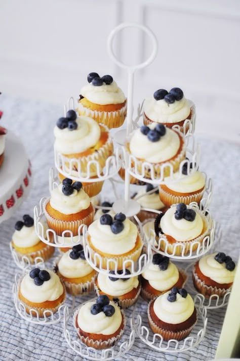 lemon blueberry cupcakes Blueberry Baby Shower Ideas, Berry Sweet Baby Shower Theme Blueberry, Birthday Muffins, Cookie Perfection, January Baby Shower, Baby Shower Cupcakes For Boy, Blueberries For Sal, February Baby Showers, Desert Inspiration