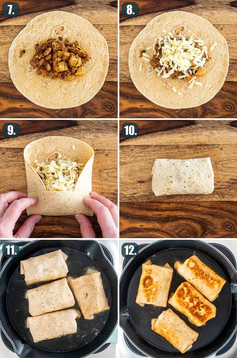 Chimichangas - Jo Cooks How To Fold A Chimichanga, Chimmi Changa Recipe, Mini Chimichangas, How To Make Chimichangas, Chicken Tacos Recipes, Baked Chimichangas, Best Chicken Taco Recipe, Tacos Crockpot, Chicken Chimichanga