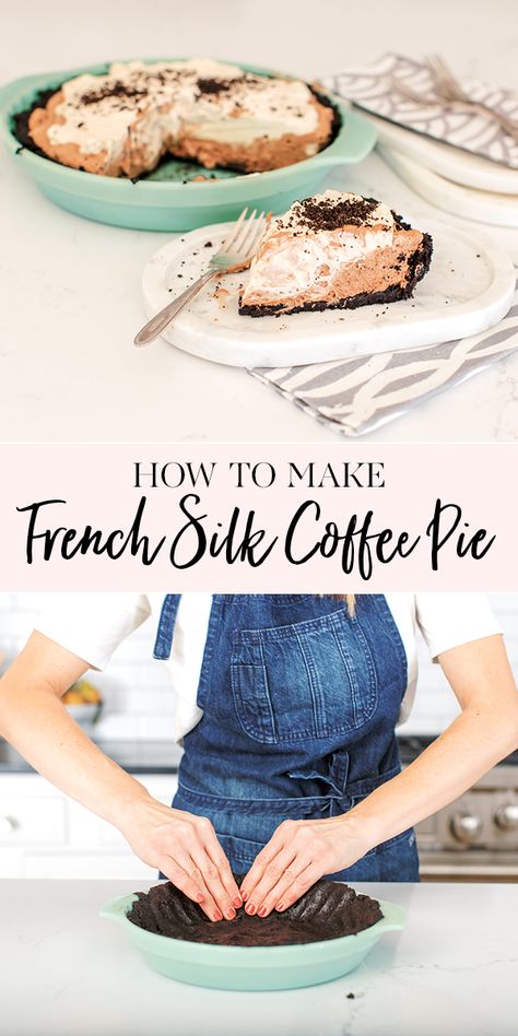 Scrap Happy! How to Make French Silk Coffee Pie || JennyCookies.com #wastemanagement #frenchsilk #pie #pierecipe #frenchsilkpie #jennycookies Coffee Pie, French Silk Pie, Jenny Cookies, Silk Pie, Types Of Desserts, Good Pie, Sweet Ideas, Chocolate Pie, Happy Kitchen